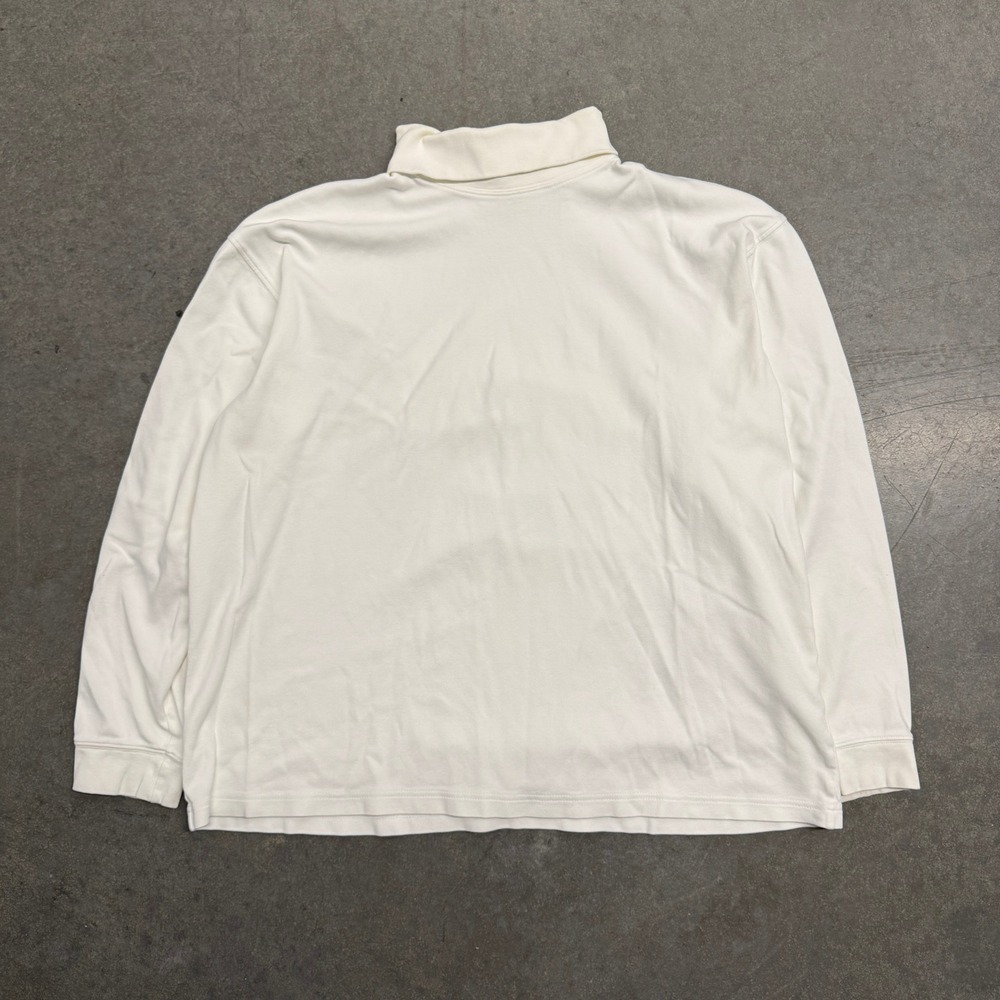LL‎ Bean Mens XL Cream White Cotton Long Sleeve Turtleneck Shirt Basic Layering